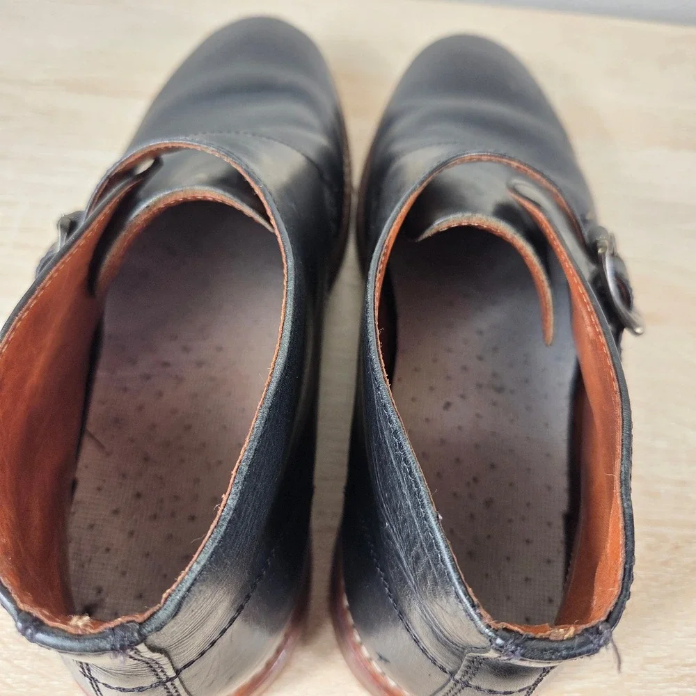 Frye Men's 10D Black Leather Monk Strap Chukka Boots Made in Mexico